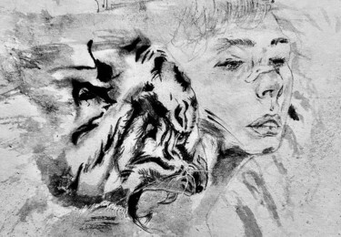 Dessin intitulée "Wild compassions" par Nikki, Œuvre d'art originale, Fusain