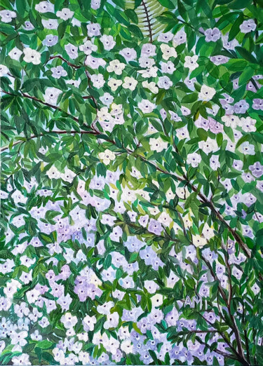 Peinture intitulée "Franciscea" par Ami, Œuvre d'art originale, Huile Monté sur Châssis en bois