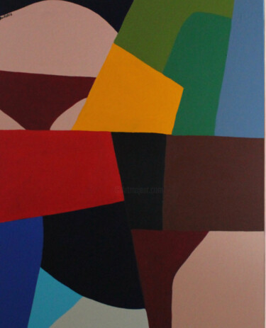 Abstrait contemporain Coloré "Bloc de couleurs. Bahaus" Painting titled "Abstrait contempora…" by Beatrice Bodasca, Original Artwork, Acrylic Mounted on Wood Stretcher frame