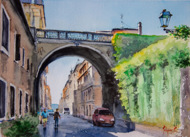 Ζωγραφική με τίτλο "Farnese Arch Rome" από Eugene Popov, Αυθεντικά έργα τέχνης, Ακουαρέλα