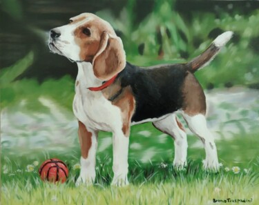 Peinture intitulée "The Dog" par Breno Chieppe Traspadini, Œuvre d'art originale, Huile Monté sur Châssis en bois