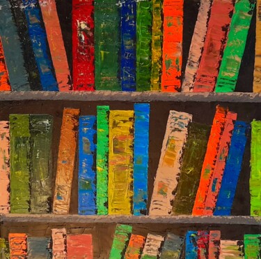 Painting titled "Original Vintage Li…" by Bertrand Jost, Original Artwork, Oil Mounted on Wood Stretcher frame