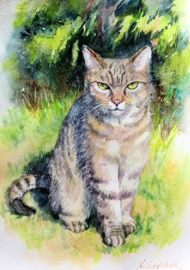 绘画 标题为“Mala kitty.” 由Nataliia Savchuk, 原创艺术品, 水彩