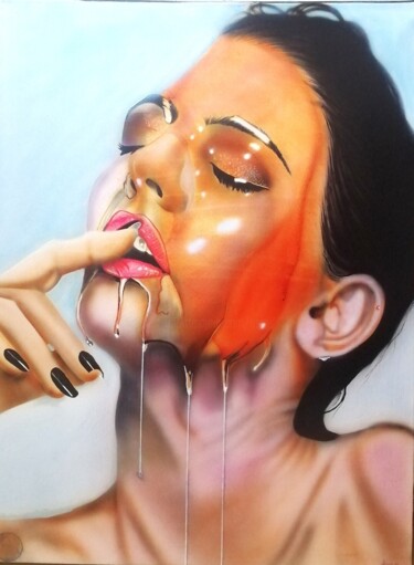 Peinture intitulée "Douceur de miel" par Aéro, Œuvre d'art originale, Acrylique Monté sur Châssis en bois