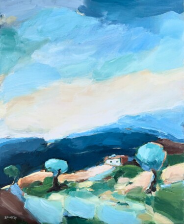 Peinture intitulée "Cabanon dans les co…" par Johanne Spinella, Œuvre d'art originale, Acrylique