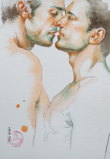 Nice to meet you Peinture intitulée "Nice to meet you" par Hongtao Huang, Œuvre d'art originale, Aquarelle