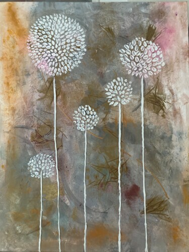 绘画 标题为“Fleurs d’été” 由Cecile Massiani, 原创艺术品, 颜料 安装在木质担架架上