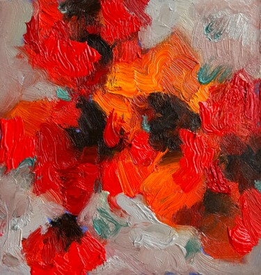 绘画 标题为“Red Poppies 1” 由Isolde Pavlovskaya, 原创艺术品, 油 安装在纸板上