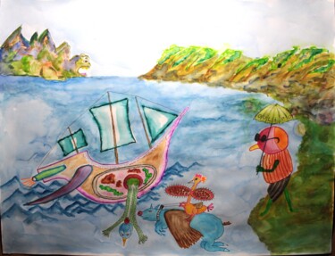 Peinture intitulée "La Cimaise et la Fr…" par Philip Moreau, Œuvre d'art originale, Aquarelle