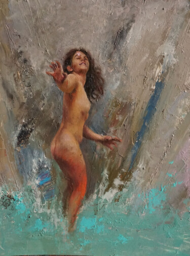 L'eau Peinture intitulée "L'eau" par Manuel Leonardi, Œuvre d'art originale, Huile