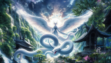 제목이 "L'ange aux serpents…"인 디지털 아트 Tsuiho로, 원작, AI 생성 이미지