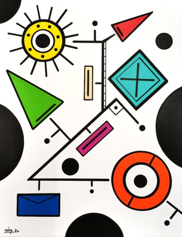 Dekker Schilderij getiteld "Dekker" door Rémy Demestre, Origineel Kunstwerk, Acryl Gemonteerd op Frame voor houten brancard
