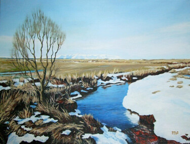 Early spring in Villingaholt, South Iceland. Painting titled "Early spring in Vil…" by Pola.B.Alex, Original Artwork, Oil