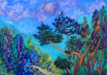 Painting titled "Sur le chemin" by Malgorzata Suplewska, Original Artwork, Oil