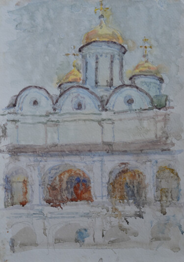 Peinture intitulée "Frescoes in the cat…" par Hennadii Volokitin, Œuvre d'art originale, Aquarelle