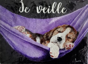 绘画 标题为“Je veille” 由Alain Favé, 原创艺术品, 丙烯 安装在石上