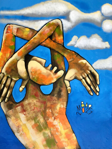 Schilderij getiteld "i & cloud" door Mikhail Baranovskiy, Origineel Kunstwerk, Acryl Gemonteerd op Frame voor houten brancard