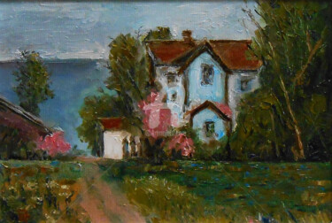 Painting titled ""House in the fores…" by Arthuris, Original Artwork, Oil
