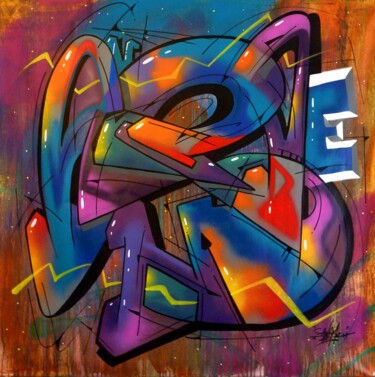 Peinture intitulée "Trace n° 2403" par Saname, Œuvre d'art originale, Bombe aérosol