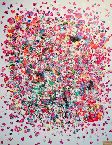 Painting titled "Paradis Nicart" by Nicoleta Albei-Wigger, Original Artwork, Acrylic Mounted on Wood Stretcher frame