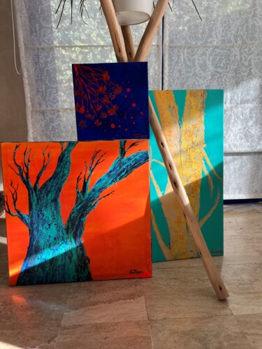 Peinture intitulée "Treesome" par Sjour, Œuvre d'art originale, Acrylique Monté sur Châssis en bois