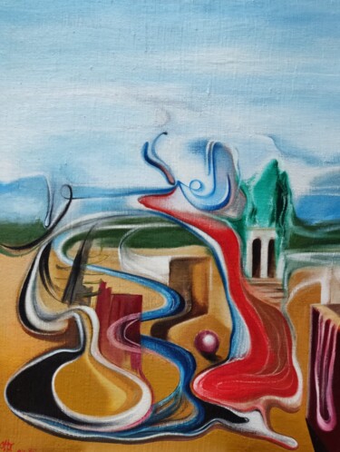 Schilderij getiteld "The blood circulati…" door Sentio O.M.T., Origineel Kunstwerk, Olie Gemonteerd op Andere stijve panelen