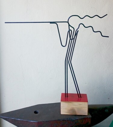 Escultura titulada ""TIRO CON CARABINA…" por Juan Carlos Sánchez De La Nieta, Obra de arte original, Metales