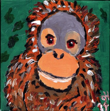 Malerei mit dem Titel "Orang Utan" von Dieter Hamm, Original-Kunstwerk, Acryl