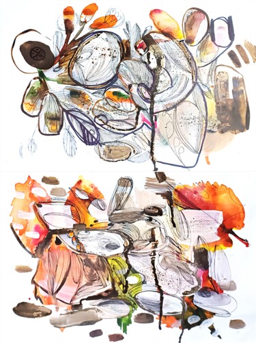 "Diptych "Improvisat…" başlıklı Resim Olya Kartavaya tarafından, Orijinal sanat, Suluboya