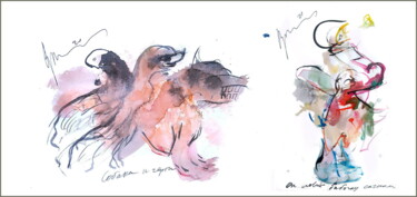 He intrigued dogs and devils with his butterfly fishing 数字艺术 标题为“He intrigued dogs a…” 由Дима Dima Вильмс Wilms (Рок-Живописец Rock-Painter), 原创艺术品, 水彩