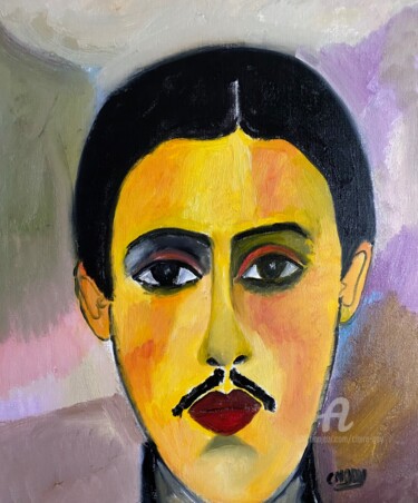 Malerei mit dem Titel ""Marcel"" von Claire Marie Gay, Original-Kunstwerk, Öl Auf Holzplatte montiert