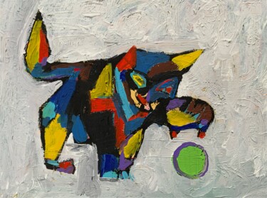 绘画 标题为“PORTRAIT OF CAT PLA…” 由Lautir, 原创艺术品, 丙烯