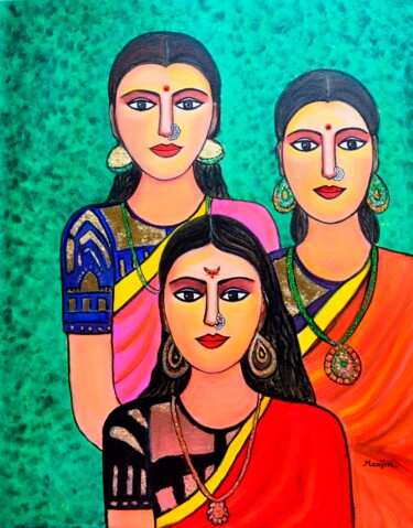 Three Friends Commission art Peinture intitulée "Three Friends Commi…" par Artbymanjiri, Œuvre d'art originale, Acrylique