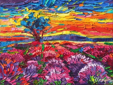 Lavender Sings 6 Painting titled "Lavender Sings 6" by Vanya Georgieva, Original Artwork, Oil Mounted on Wood Stretcher frame