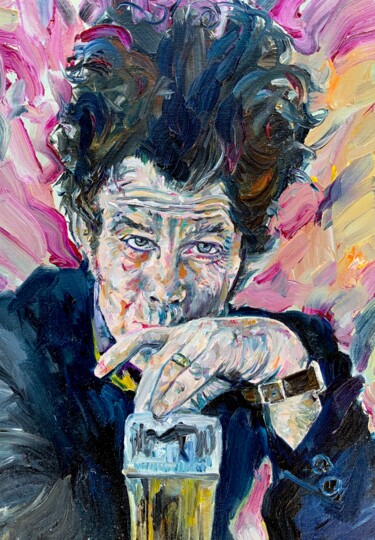 Schilderij getiteld "TOM WAITS" door Lautir, Origineel Kunstwerk, Olie