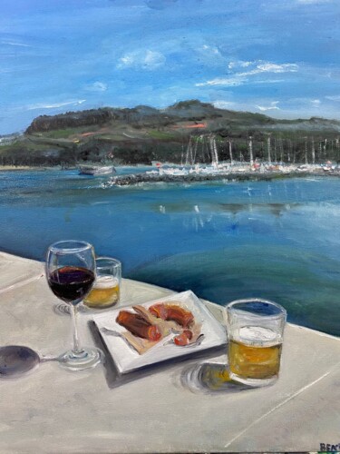 Painting titled "Al sol en el norte" by Sara Bento San Román, Original Artwork, Oil Mounted on Wood Stretcher frame
