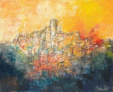 Painting titled "Mougins GF" by Sabine Veillet, Original Artwork, Acrylic Mounted on Wood Stretcher frame