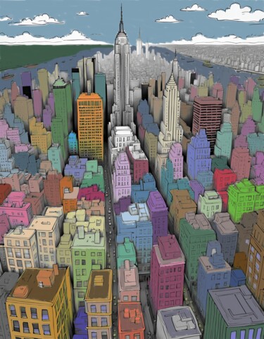 Digital Arts titled "New York Cityscape…" by Mankdhani, Original Artwork, Marker