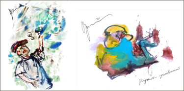 Digital Arts titled "мальчик рвет яблоки…" by Dima Dima Vil Ms Wilms (Rok Zivopisec Rock Painter), Original Artwork, Waterco…