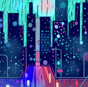 数字艺术 标题为“Under the Urban Aur…” 由Gerard Yadav, 原创艺术品, AI生成的图像