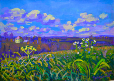 Peinture intitulée "October landscape.…" par Mykola Kozlovskyi, Œuvre d'art originale, Acrylique