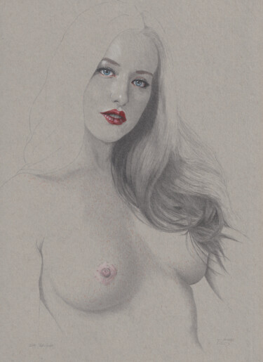 图画 标题为“"Red and freckles (…” 由Walter Roos, 原创艺术品, 铅笔