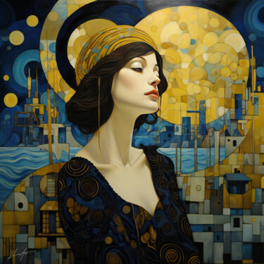 数字艺术 标题为“Una Notte Al Di Fuo…” 由Andrea La Martina (NEXA ART), 原创艺术品, 数字拼贴 安装在木质担架架上