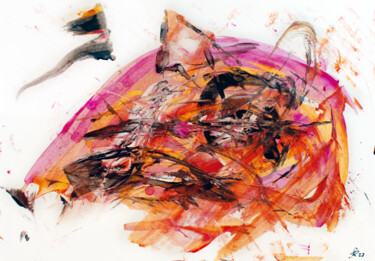 「Witch & Fox」というタイトルの絵画 Manuel Backerによって, オリジナルのアートワーク, アクリル