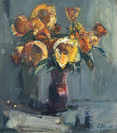 绘画 标题为“Yellow flowers” 由Mateos Sargsyan, 原创艺术品, 油 安装在木质担架架上
