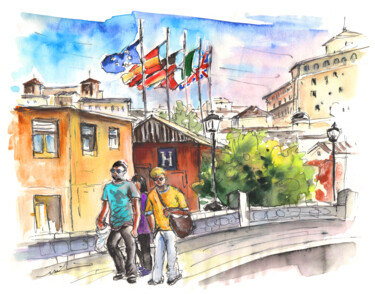 Painting titled "Toledo 04" by Miki De Goodaboom, Original Artwork, Watercolor
