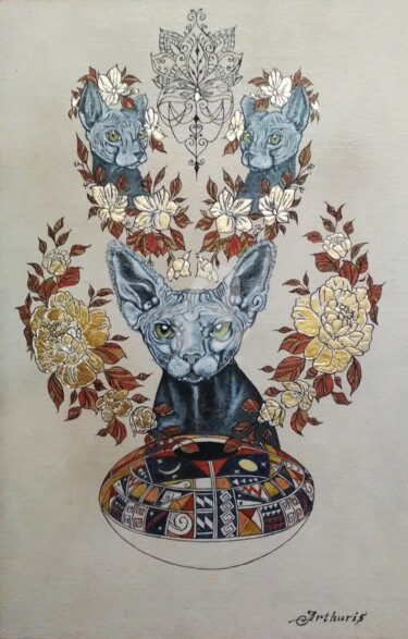 ""My cat"" başlıklı Tablo Arthuris tarafından, Orijinal sanat, Petrol