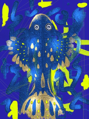 Arts numériques intitulée "fish 1#" par Simone Tirelli, Œuvre d'art originale, Peinture numérique Monté sur Châssis en bois