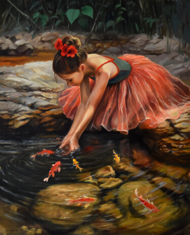 At the forest river Malerei mit dem Titel "At the forest river" von Serghei Ghetiu, Original-Kunstwerk, Öl Auf Keilrahmen aus Holz montiert