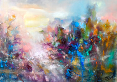 Painting titled "Jungla Jungla" by Isabel Tapias, Original Artwork, Oil Mounted on Wood Panel